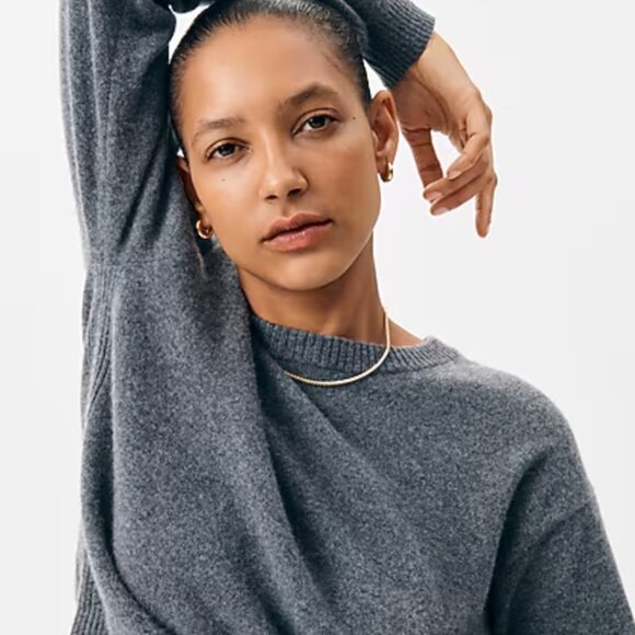 J.Crew Perfect Cashmere Crewneck Sweater Heather Charcoal M Gray EXCELLENT - Picture 4 of 12